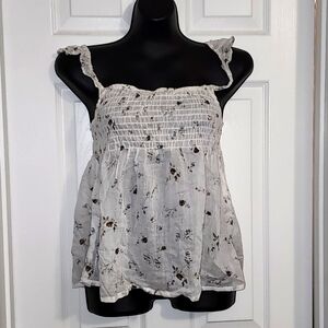 Sheer floral tank top Sz L